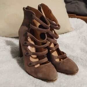 Vince Camuto Elegant Taupe Strappy Heels